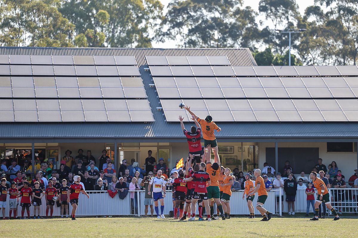 Line-out during the 2023 first grade Grand final at Surfers Paradise Rugby Union Club